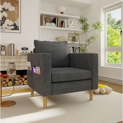 Poltrona da lettura con tasca laterale chenille OKMYHOME (1/5)