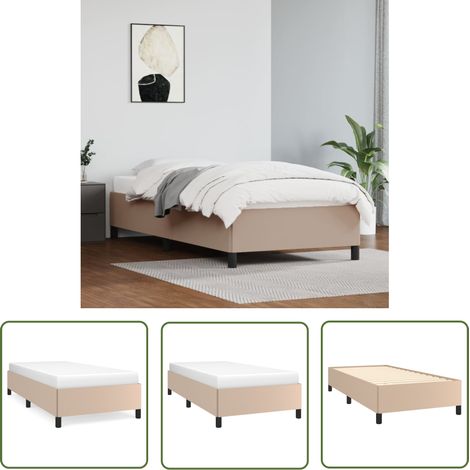 The Living Store Bettgestell Cappuccino-Braun 100x200 cm Kunstleder - Bettrahmen - Schlafzimmermöbel - Doppelbett - Kunstlederbett - Boxspringbettrahmen (1/5)