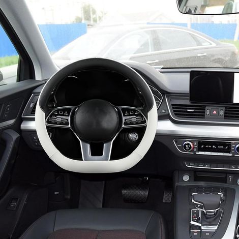 Housse de Volant de Voiture en Cuir, Protection de Volant Décor de Direction Housse de Protection, Voiture Confortable avec Un Excellent Cuir pour Une Housse de Roue (1/5)