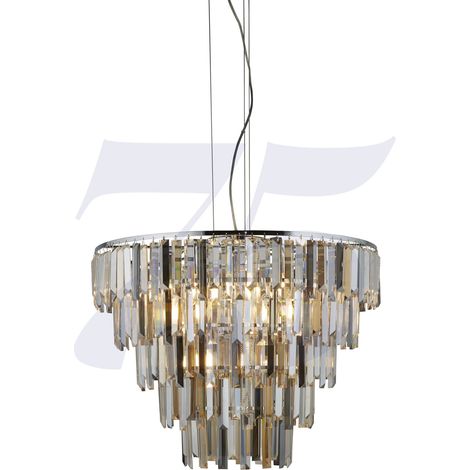 Lampe suspendue plafonnier verre chrome ambre lampe de salon (1/5)