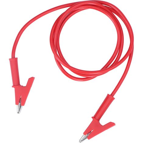 Pince Crocodile Test Double Extrémité Ouverture 10mm Câble de Mesure Batterie Auto Voiture Rouge (1/5)