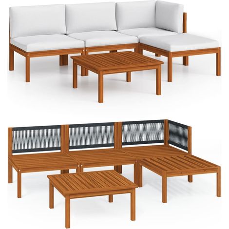 Maison Exclusive - 5-tlg. Garten-Lounge-Set mit Kissen Cremefarbe
