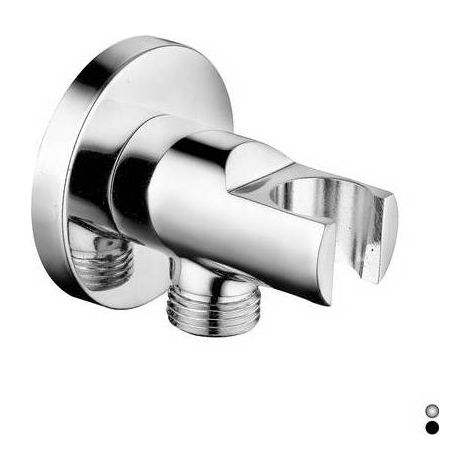PRISE D'EAU RONDE AVEC SUPPORT DE DOUCHE Dimensions : Noir mat