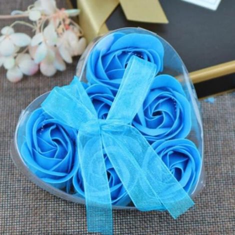 Fleur artificielle bleue en PVC, set de 6 pièces, style sculpté réaliste, décoration pour intérieur et extérieur (1/4)
