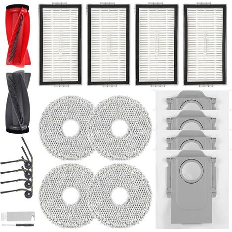 Accessori di ricambio per l'aspirapolvere robot Roborock Saros 10R: 1 spazzola principale, 4 spazzole laterali, 4 filtri HEPA, 4 panni lavabili, 4 sacchetti per la polvere, 1 spazzola per la pulizia (1/5)