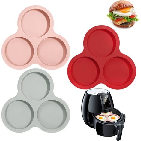 Moule À Œufs - Silicone Alimentaire - 3 Cavités - Compatible Friteuse À Air 6 À 10 L - Lot De 3 (1/5)