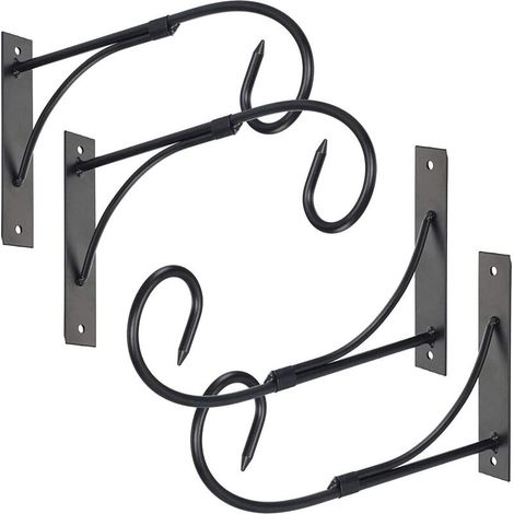 Lot de 4 supports pour jardinières, crochets muraux en métal, supports pour paniers suspendus (mangeoire à oiseaux, carillon éolien, lanterne). (1/5)