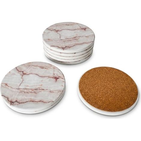 Dessous de Verre,Dessous de Verre en Céramique Absorbants pour Tasses, Cafés, Bougies Absorbants et Antidérapants Dessous de Plat pour Maison, Bars, Café Blanc (1/5)