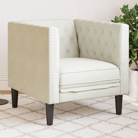 Chesterfield-Sessel Creme Samt vidaXL (1/5)