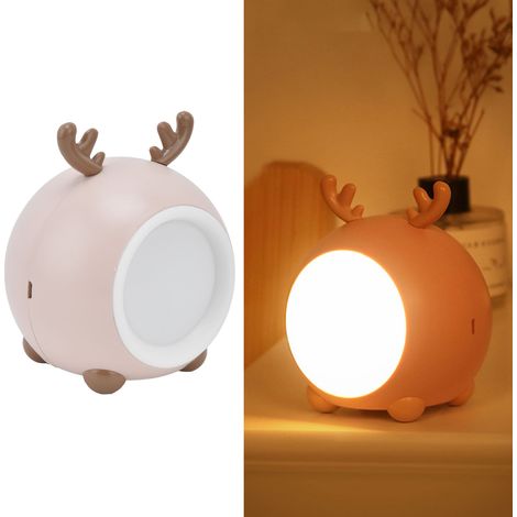 Veilleuse tactile mignonne pour animaux, veilleuse tactile pour enfants, lampe de chevet LED pour nourrir les animaux, veilleuse de chambre, lampe à tapoter rechargeable par USB, grise (1/5)