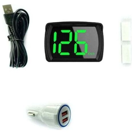 PA Affichage tête haute embarqué avec affichage km/h, compteur de vitesse GPS numérique avec grand écran LED et adaptateur de charge pour voitures, camions, SUV et motos. (1/4)