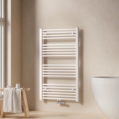 EMKE Badheizkörper Handtuchtrockner Handtuchwärmer 60x100cm 520 Watt Weiß Bad-Heizkörper Mittelanschluss