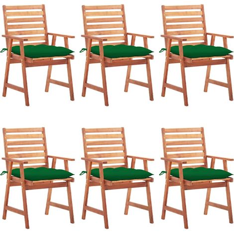 vidaXL Sillas comedor de jardín y cojines 6 uds madera maciza acacia (1/5)