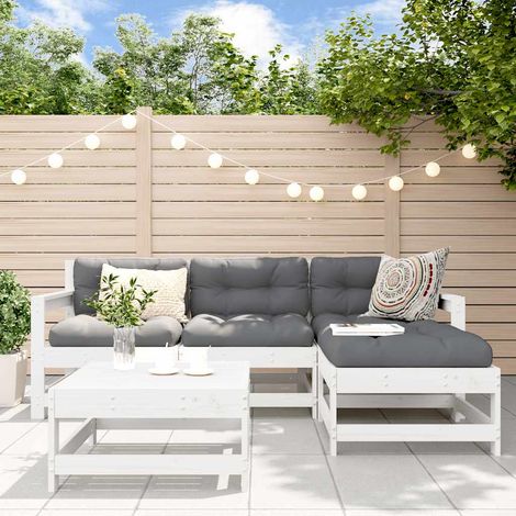 vidaXL Salon de jardin 5 pcs blanc bois massif de pin (1/5)