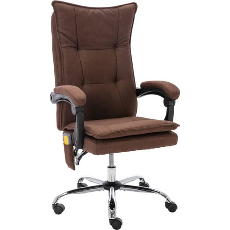 vidaXL Massage Office Chair Brown Fabric