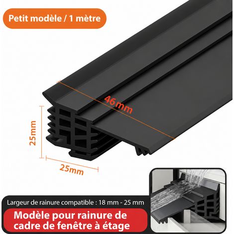 Bavette d'étanchéité déflecteur d'eau extérieur à rainure noir 1 m 09 noir 1 4.6 100 × 4,6 × 2 cm 320 g – Livraison gratuite