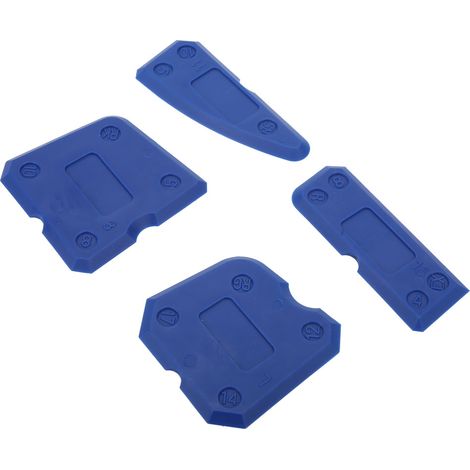 Kit de 4 outils pour calfeutrage : grattoir à mastic silicone, verre et ciment pour la finition et l'étanchéité des joints et du scellant. (1/5)