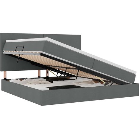 Maison Exclusive - Letto con contenitore e materasso Grigio scuro 200 x 200 cm (1/5)
