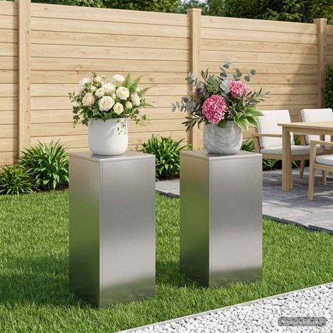 vidaXL Plant Stand 2 pcs Silver 30 x 30 x 60 cm Stainless Steel (1/5)