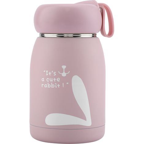 Gourde isotherme en acier inoxydable motif lapin mignon, tasse thermos rose 500ml