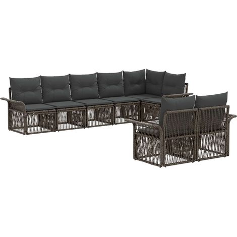 Gartensofa-set 8 pcs Grau Poly-Rattan vidaXL