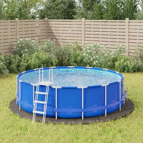 Bâche de protection grise en géotextile polyester pour piscine ronde, diamètre 396 cm, résistante aux UV, imperméable et anti-déchirure (1/5)