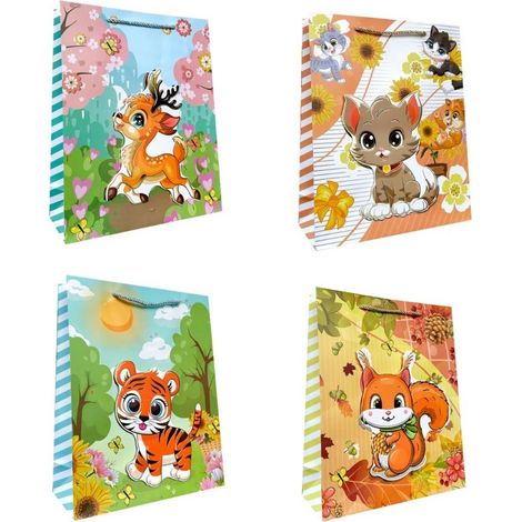 Bolsa de regalo infantil M con surtido de animales 3D