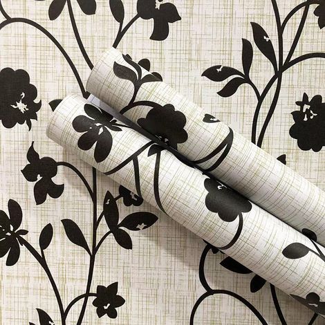 Papier peint floral rétro autocollant en PVC, idéal pour décorer le mur derrière la télévision du salon, 45 cm x 400 cm (1/5)