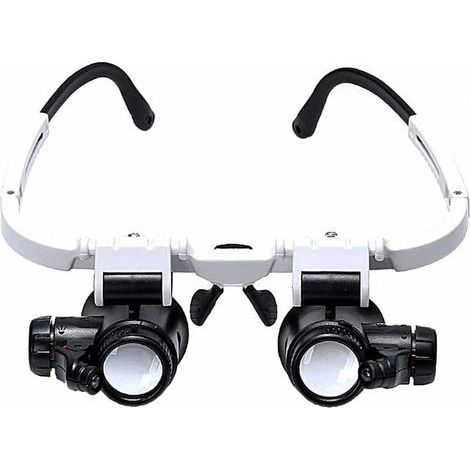 Lunette Loupe - 2 Lumières LED - Loupe Binoculaire - Lampe Loupe Grossissante pour Horloger, Lecture, Bijoutier, Couture - 8X-15X-23X (1/5)