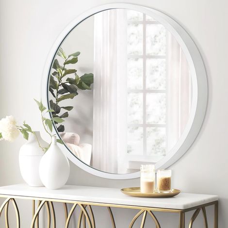 Miroir rond mural blanc pour salle de bain et décoration intérieure (1/5)
