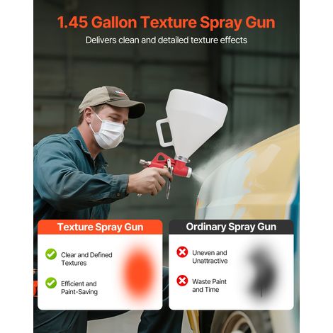 Pistolet Pulvérisateur à Peinture de Texture Pneumatique Trémie 4,5 L, 3 Buses 3,5 mm 6 mm 8 mm, Pistolet Professionnel à Peinture… (1/5)