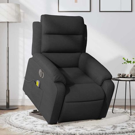 Elektrischer Massagesessel mit Aufstehhilfe Schwarz Stoff (1/5)
