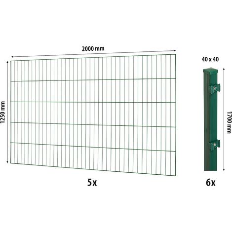 Classic ES-Mattenzaun-Set 1250 L=10m,grün,mit Pfosten Classic