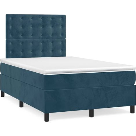 Maison Exclusive - Giroletto a Molle con Materasso Blu Scuro 120x200 cm in Velluto (1/5)