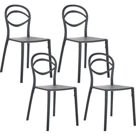 Lot de 4 Chaises de Salle à Manger Moderne en Polypropylène Intérieur Extérieur Résistantes aux Intempéries Noir Covolo (1/5)