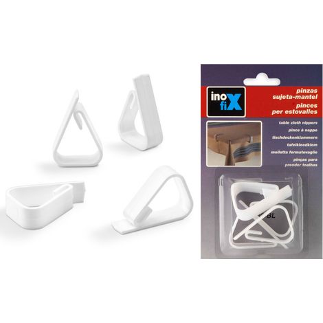 Inofix Tischdeckenklammern Weiße Packung mit 4