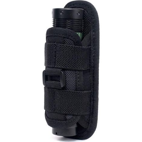 Tactical Flashlight Pouch Holster, Rotatable Flashlight Holder Belt Clip Tactical Torch Carry Case with 360 Degree Carabiner Reel Clip (1/5)
