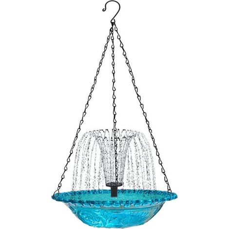 Fontaine solaire pour bain d'oiseaux, pompe à eau automatique solaire, fontaine décorative de jardin pour terrasse et extérieur, bleue, décoration de jardin bleue (1/4)