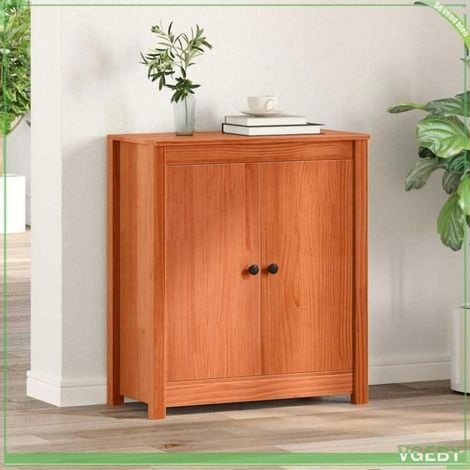 Buffet bas - ABI - Brun cire - Pin massif - 2 portes avec tiroir - 70 x 35 x 80 cm (1/5)