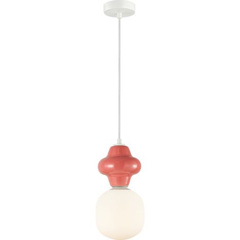 Lampada a sospensione Art Déco ceramica rossa Ø15 E14 Italux (1/4)