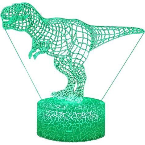 Veilleuse dinosaure T-Rex 3D pour enfants, 16 couleurs, intensité variable, LED avec télécommande, commande tactile et câble USB - Cadeau dinosaure pour adultes, adolescents, garçons et filles (annive