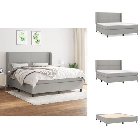 Sommier à lattes de lit avec matelas Gris clair 180x200cm Tissu - Lit Plateforme - Lit Double - Matelas À Ressorts Ensachés - Literie - Chambre À Coucher (1/5)