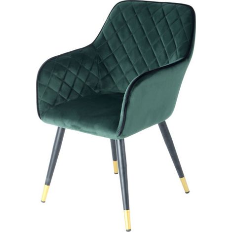 Chaise Déco en Velours "Amino" 86cm Vert & Noir (1/3)