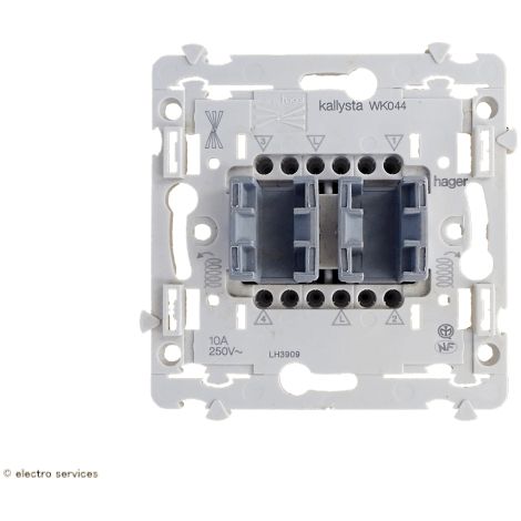 Hager – Double poussoir inverseur – Poussoir composable – Mode de pose électricité – Compatible avec enjoliveurs Kallysta