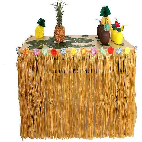 (paille) Jupe De Table Hawaenne Dcorative - 275 Jupe De Table Hawaenne Luau Hibiscus En Paille Pour Bbq Tropical Garden Beach Summer Tiki Party De (1/5)