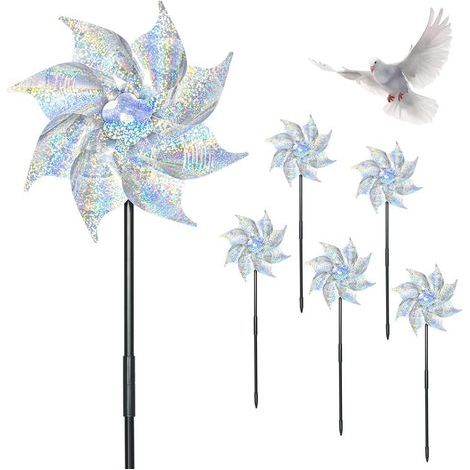 6-teiliges Windmühlen-Set mit Solarreflektor, umweltfreundlichem PVC, Vogelabwehr, für Garten, Obstplantage und Bauernhof (1/5)