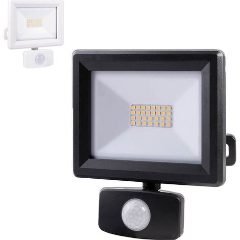 Projecteur LED Noir 20W, 1880 lumens, IP65, 4000K Blanc-neutre, détecteur de mouvement 3 réglages, connecteur rapide, fixation orientable 3D - Tibelec (1/5)