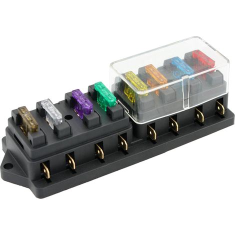 8-fach Sicherungskasten mit 8 Standard-Sicherungen für Pkw, Lkw, Boote und 12V/24V/32V-Fahrzeuge