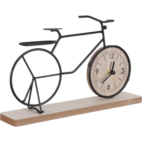 Horloge de Bureau Créative de Vélo Noir, Décoration de Bureau Cycliste en Métal Fil de Fer, Petite Horloge de Table Rustique, Sculpture Industrielle pour Maison Cuisine (1/5)
