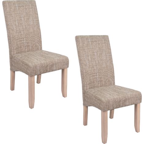 Pegane – Lot de 2 chaises SAGUA beige – Bois de pin et tissu polyester – Dimensions 46 x 108 x 60 cm – Confort optimal et durabilité